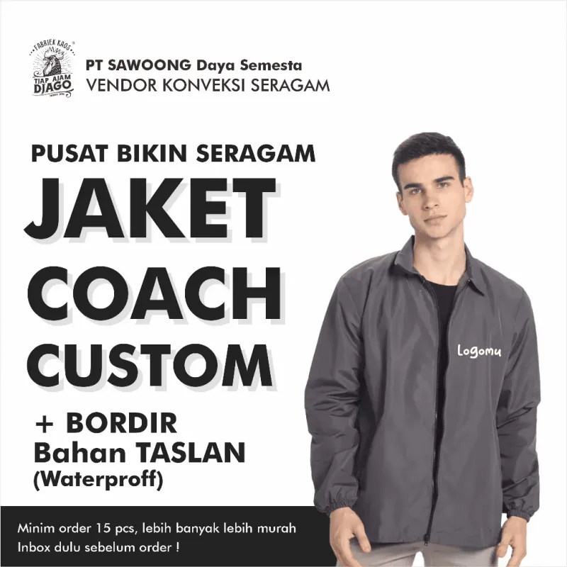 Seragam JAKET COACH CUSTOM, Premium BORDIR